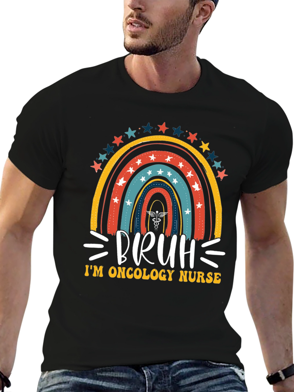 Oncology Nurse Bruh Rainbow T-Shirt
