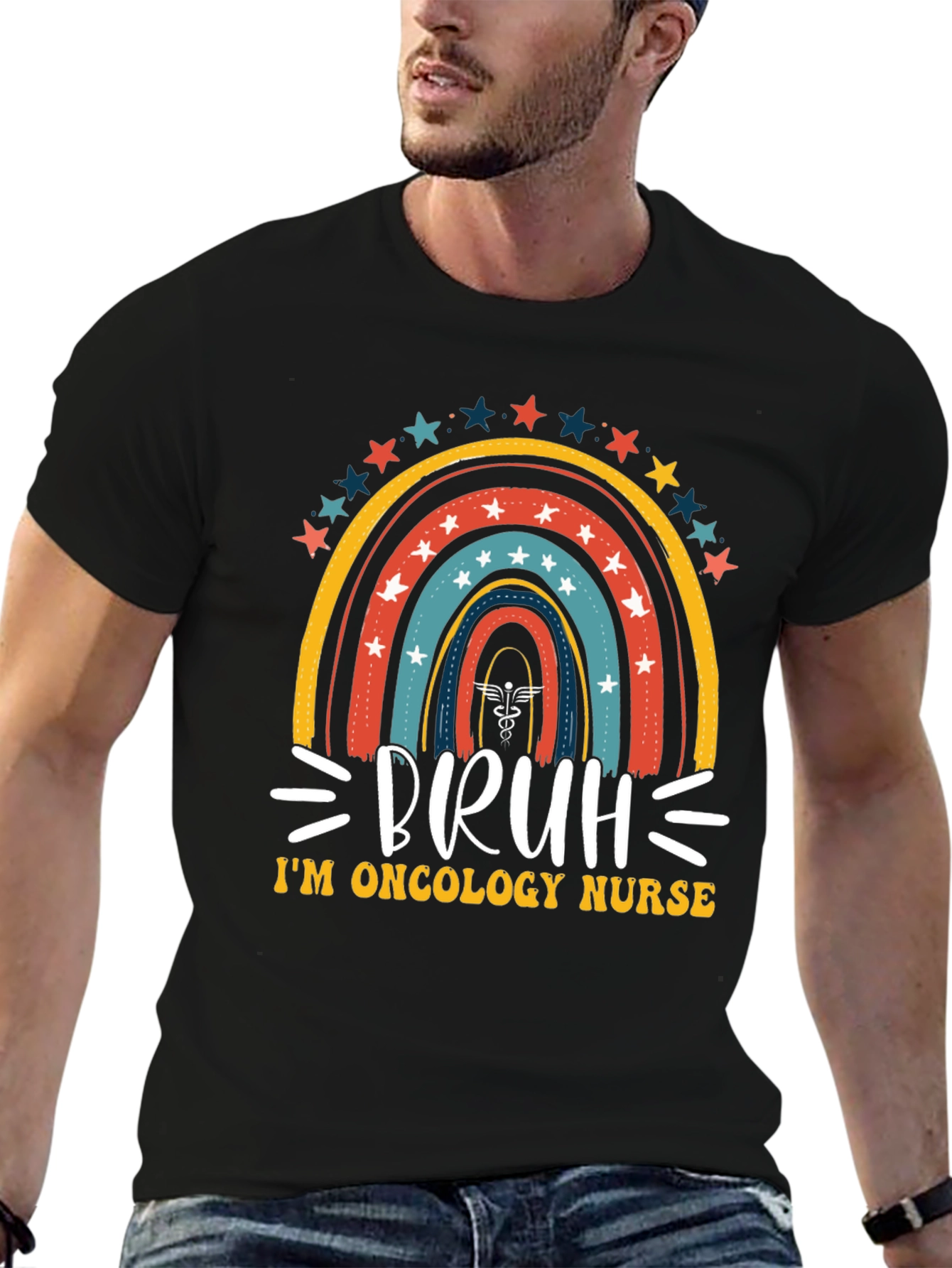 Oncology Nurse Bruh Rainbow T-Shirt