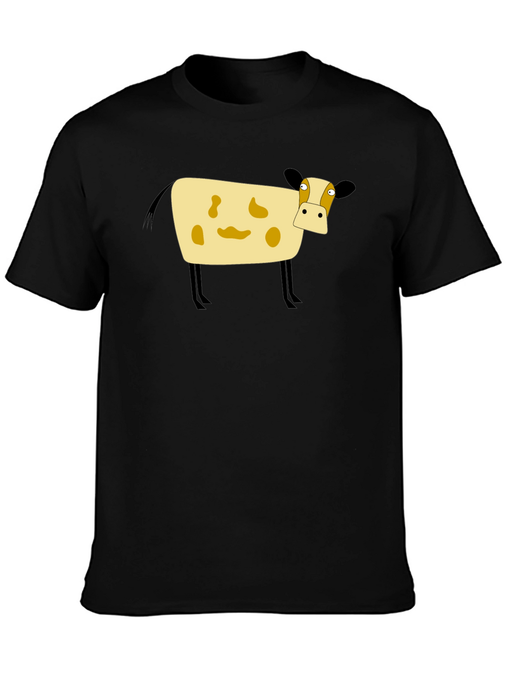 Cartoon Cow Black T-Shirt