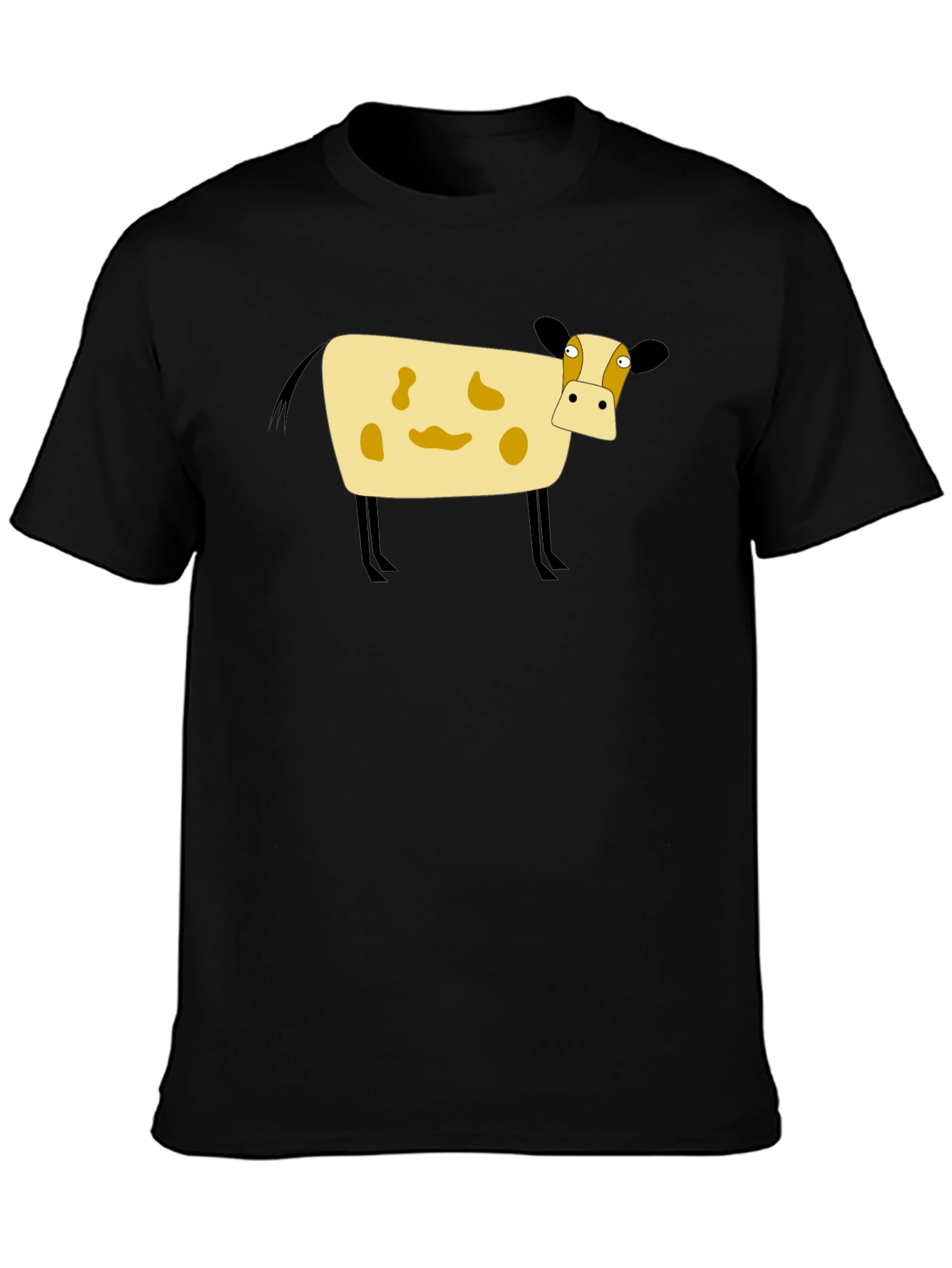 Cartoon Cow Black T-Shirt