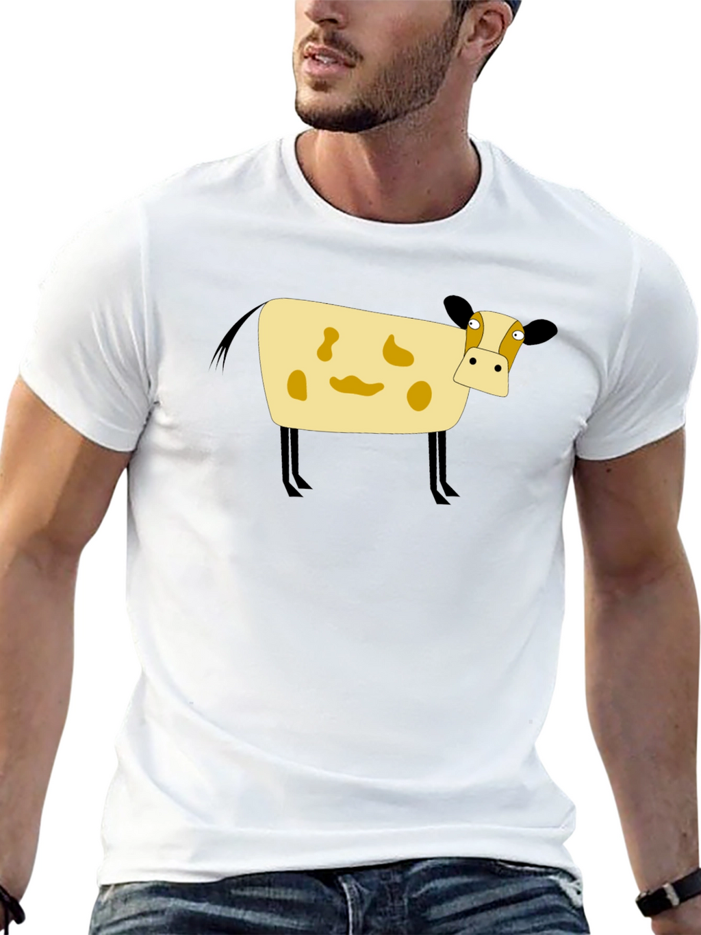 Cartoon Cow Black T-Shirt