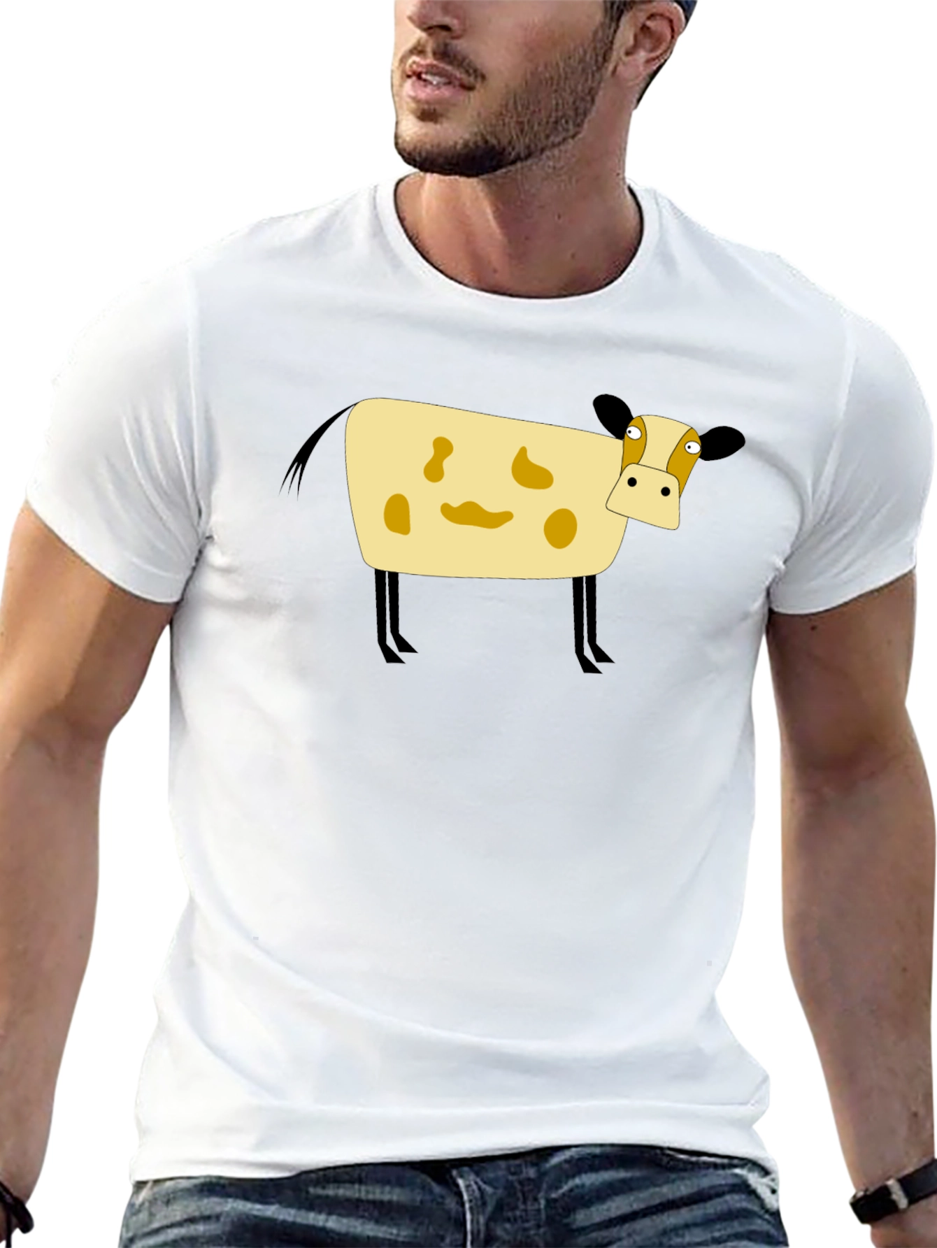 Cartoon Cow Black T-Shirt
