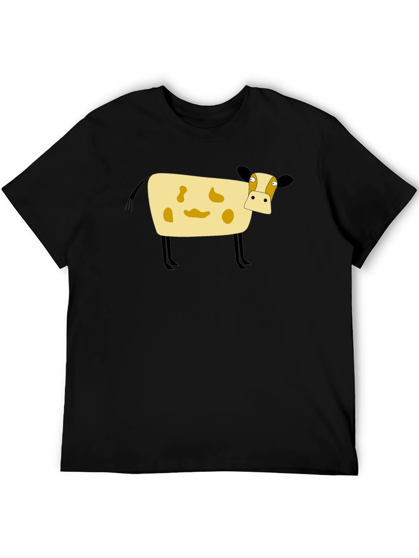 Cartoon Cow Black T-Shirt