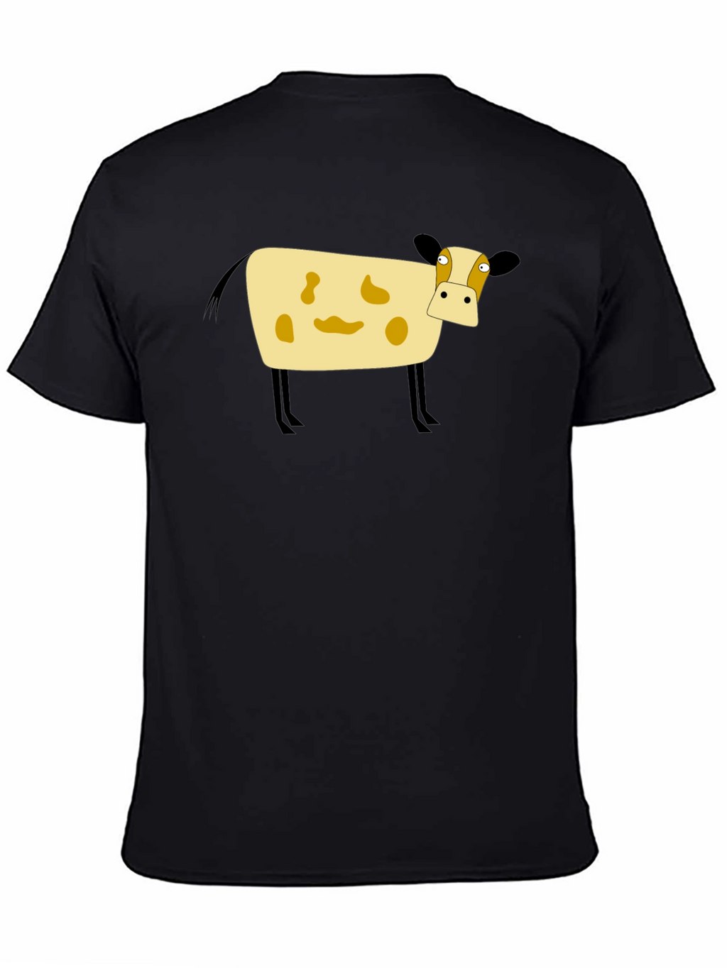 Cartoon Cow Black T-Shirt