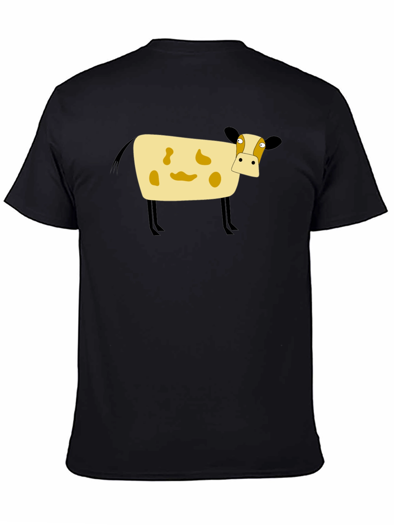Cartoon Cow Black T-Shirt