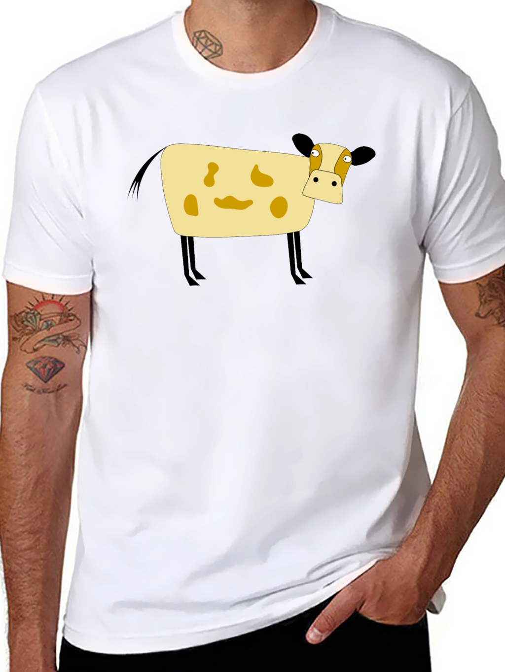 Cartoon Cow Black T-Shirt