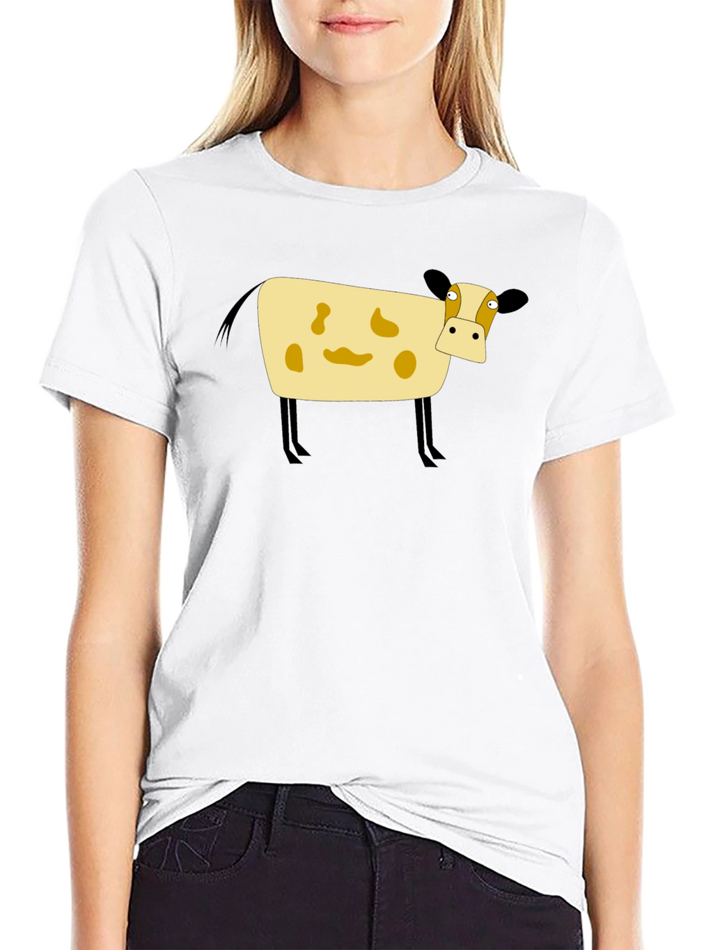 Cartoon Cow Black T-Shirt