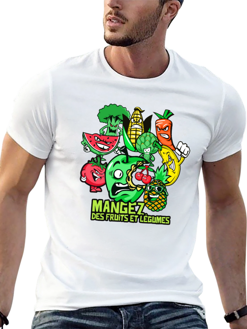Funny Fruits and Vegetables Black T-Shirt