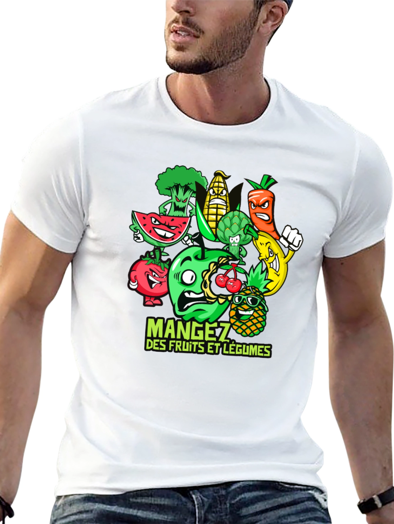 Funny Fruits and Vegetables Black T-Shirt