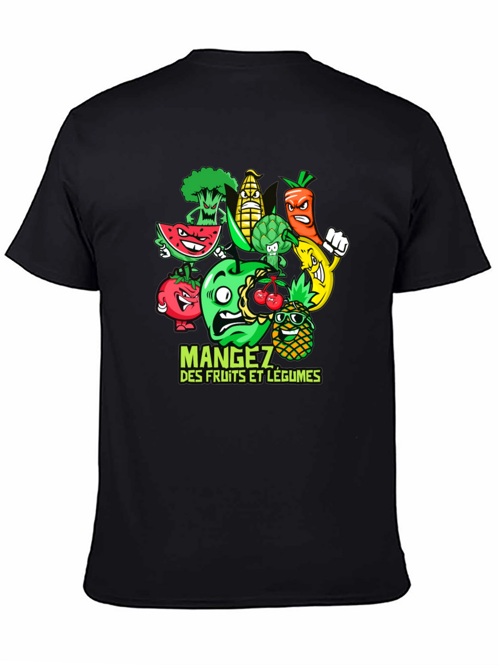 Funny Fruits and Vegetables Black T-Shirt