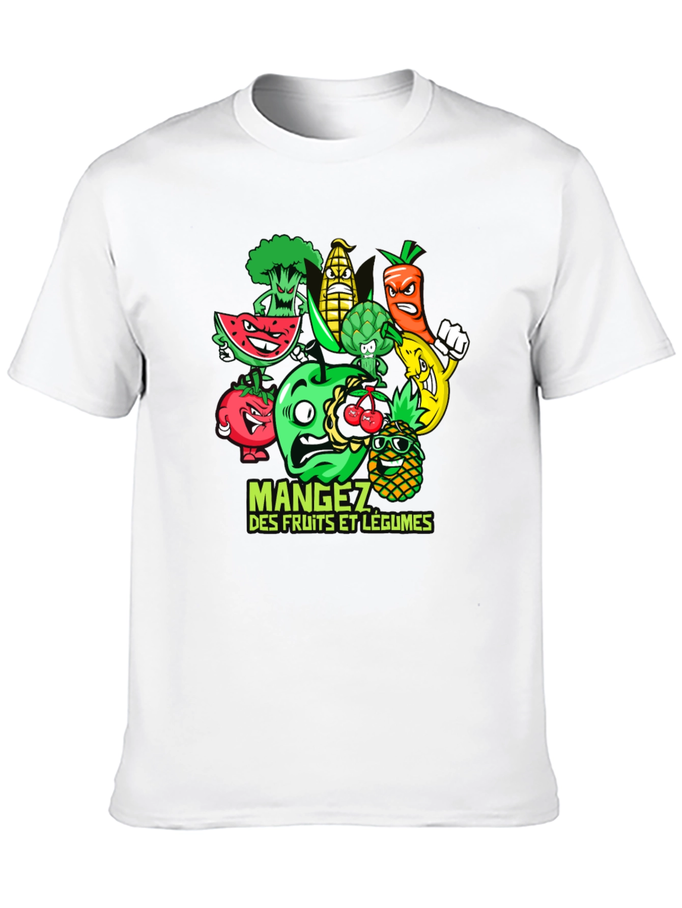 Funny Fruits and Vegetables Black T-Shirt