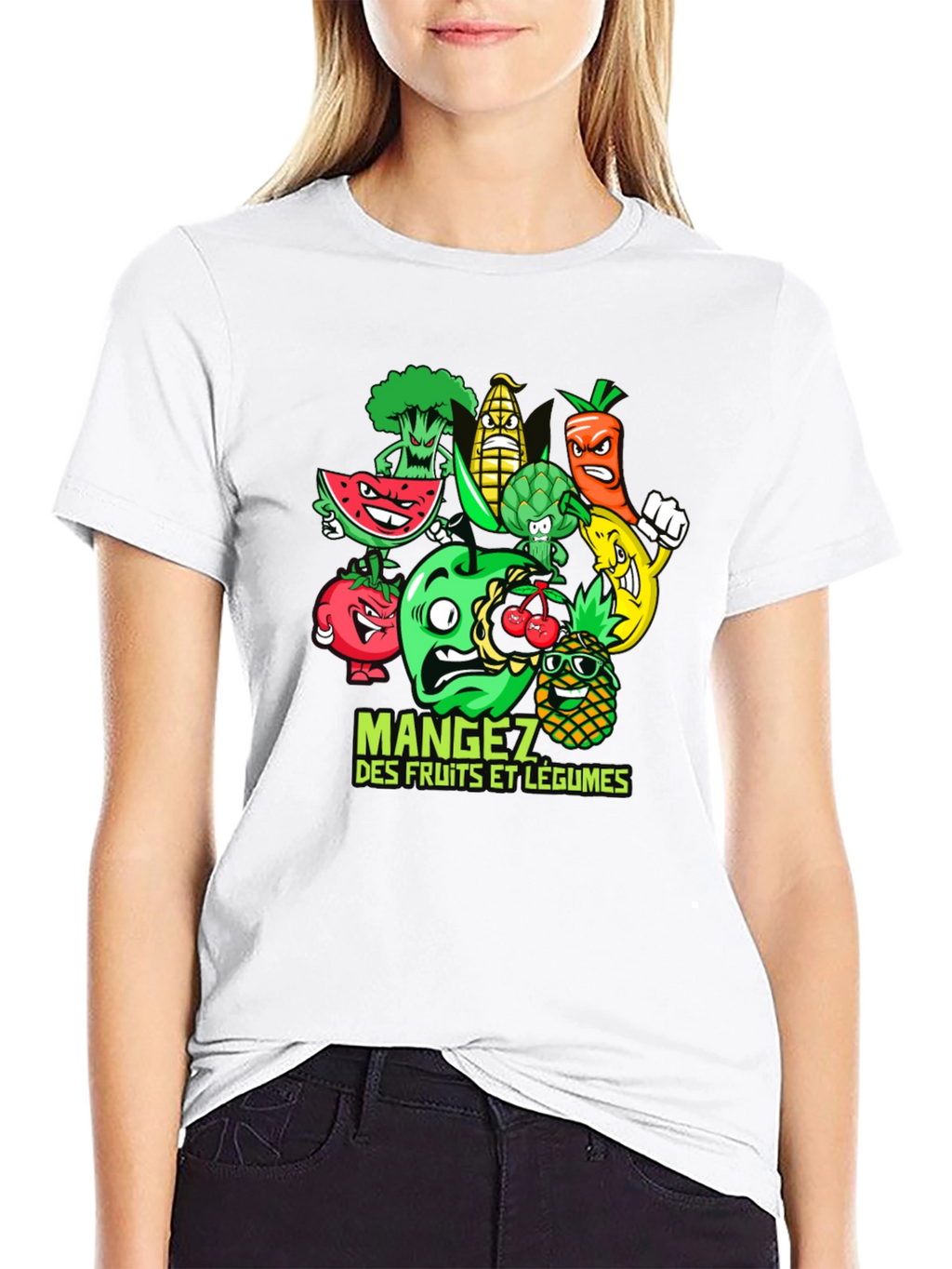 Funny Fruits and Vegetables Black T-Shirt
