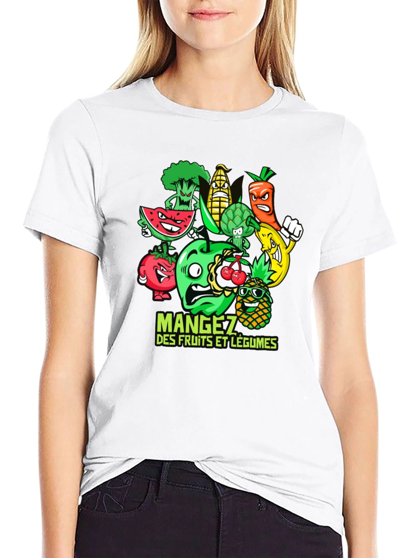 Funny Fruits and Vegetables Black T-Shirt