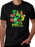 Funny Fruits and Vegetables Black T-Shirt
