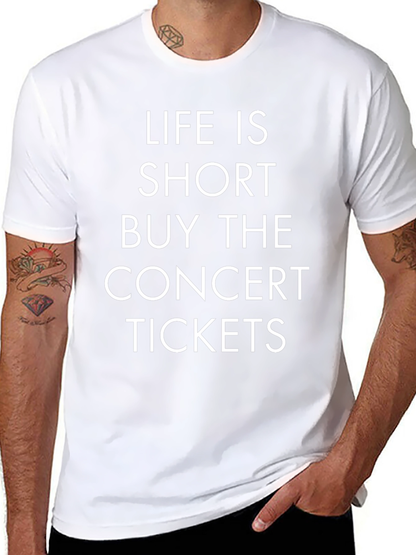 Life Is Short Concert Tickets Black T-Shirt