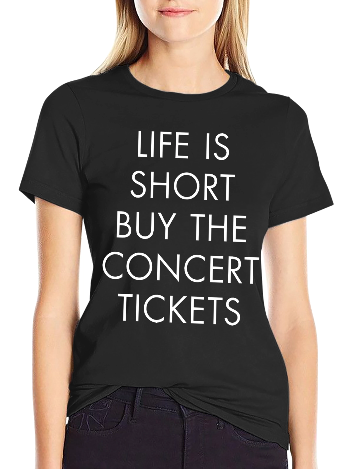 Life Is Short Concert Tickets Black T-Shirt