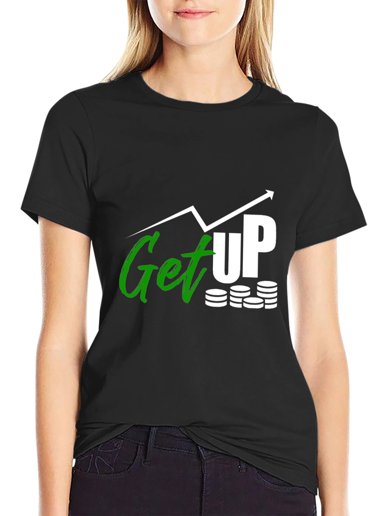 Get Up Graphic Tee - Black Cotton T-Shirt
