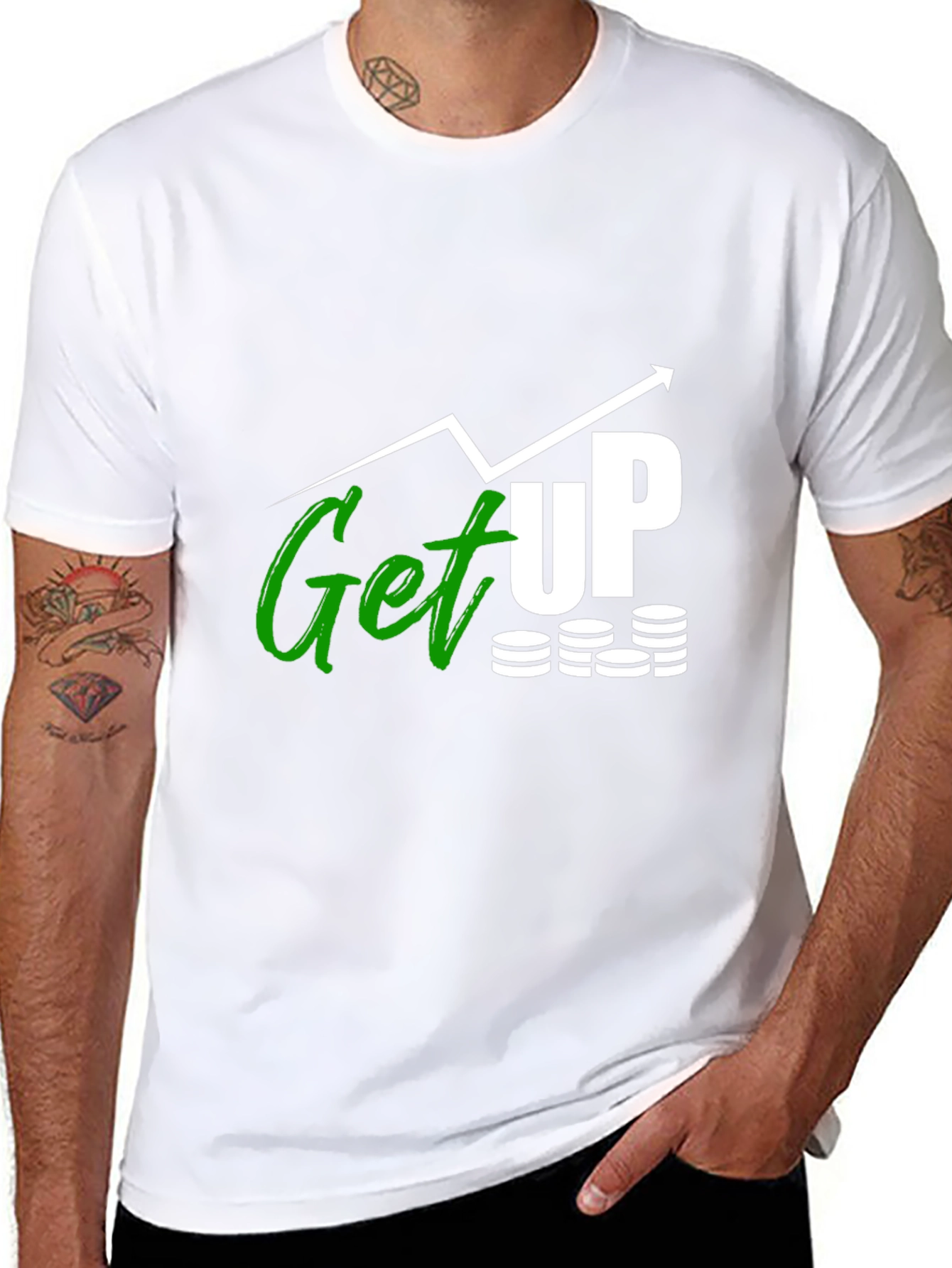 Get Up Graphic Tee - Black Cotton T-Shirt