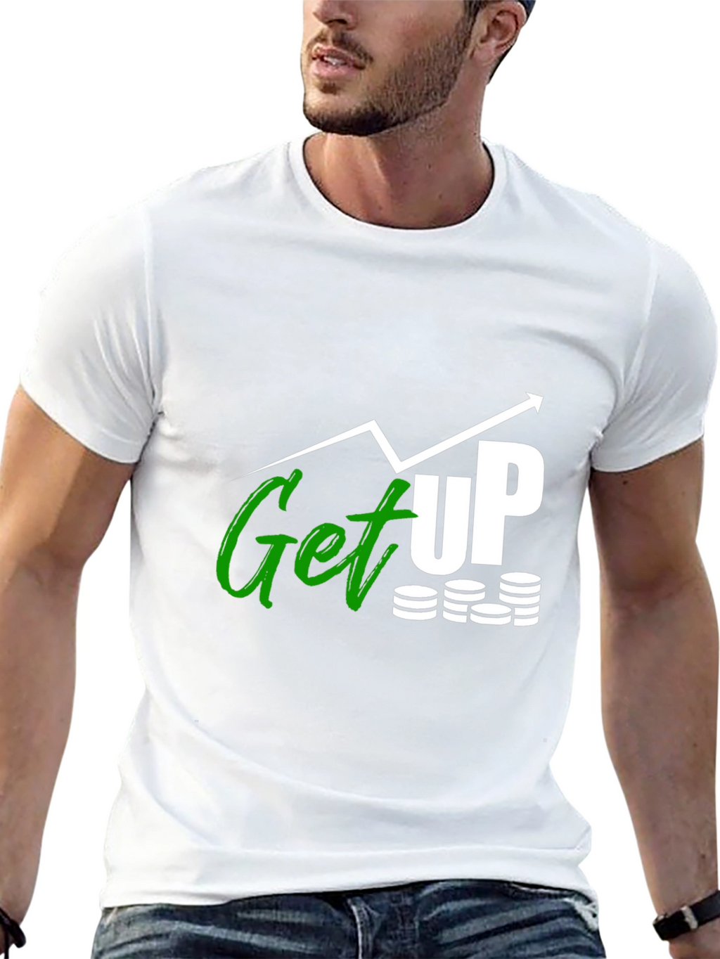 Get Up Graphic Tee - Black Cotton T-Shirt