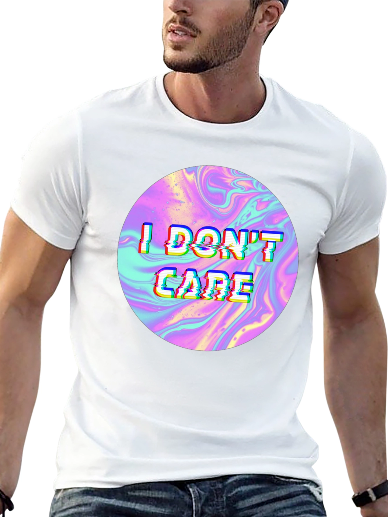 I Dont Care Holographic T-Shirt
