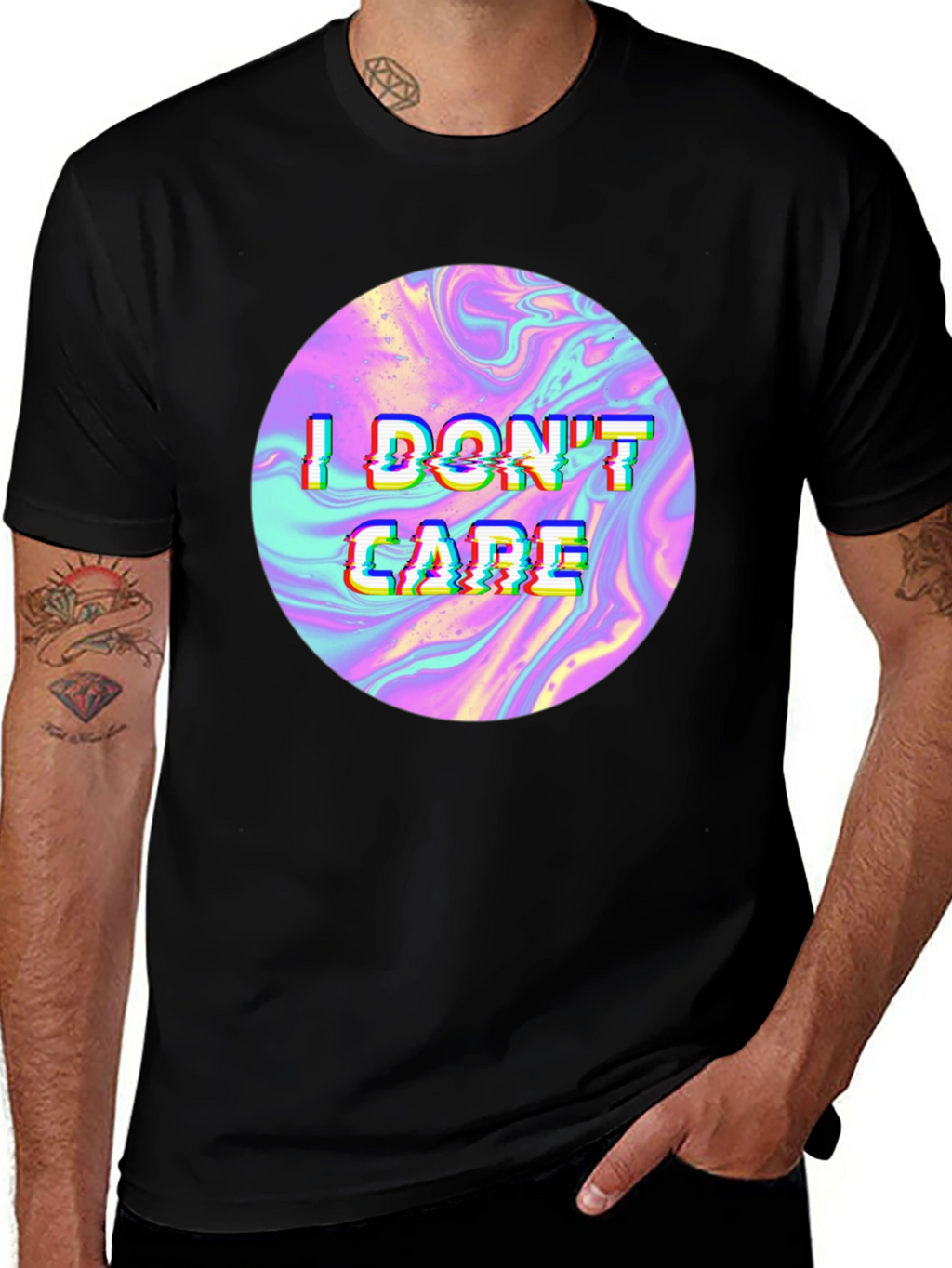 I Dont Care Holographic T-Shirt