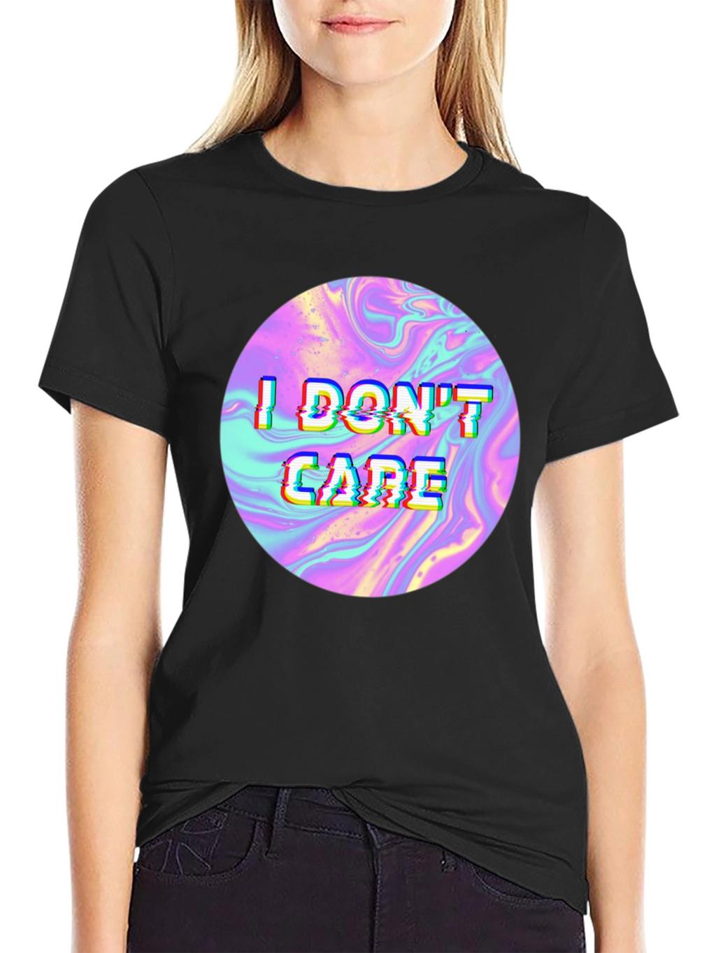 I Dont Care Holographic T-Shirt