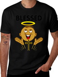 Blessed Black T-Shirt with Angelic Baby Design