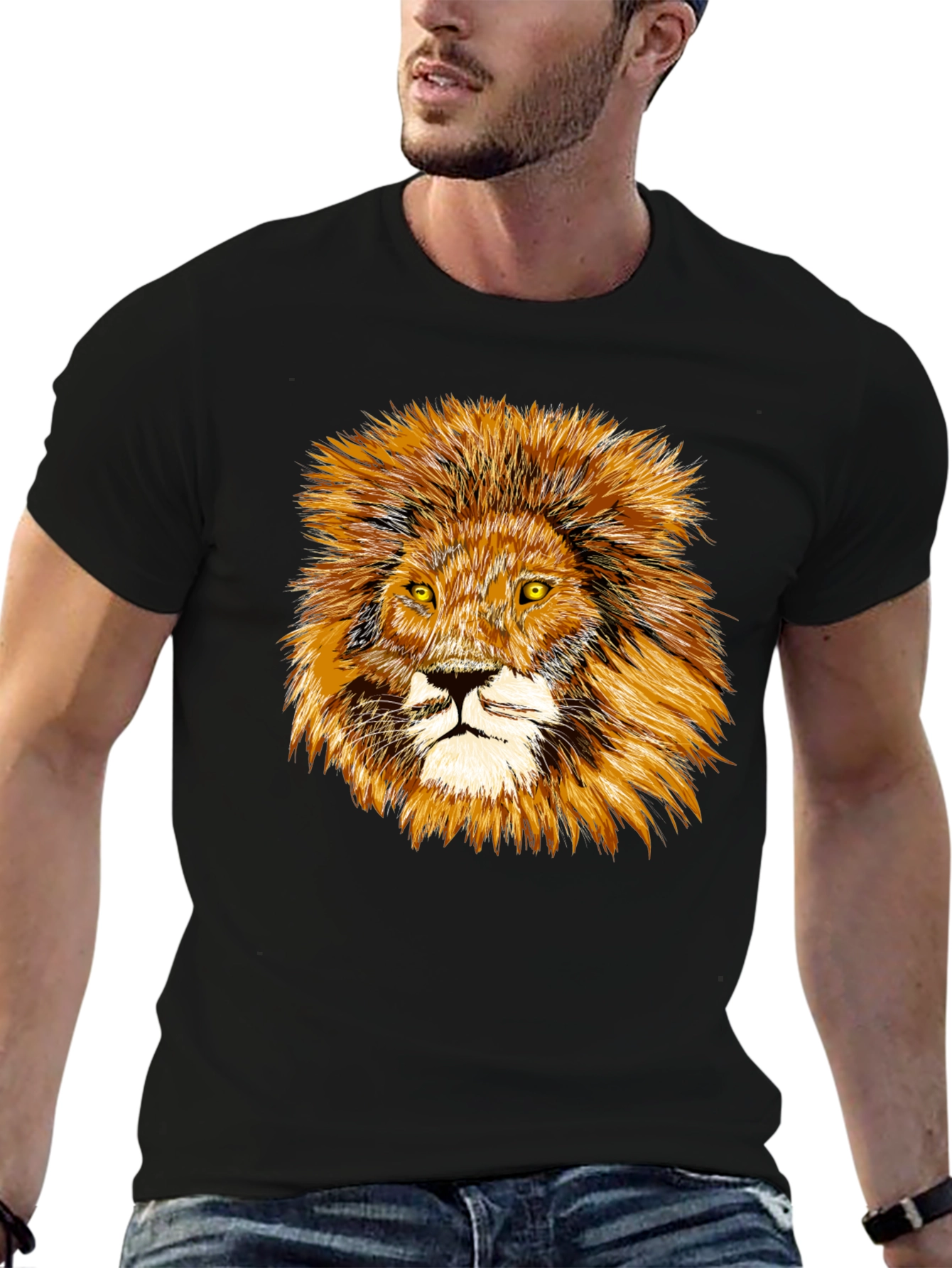 Lion Graphic Tee - Black Cotton Comfort