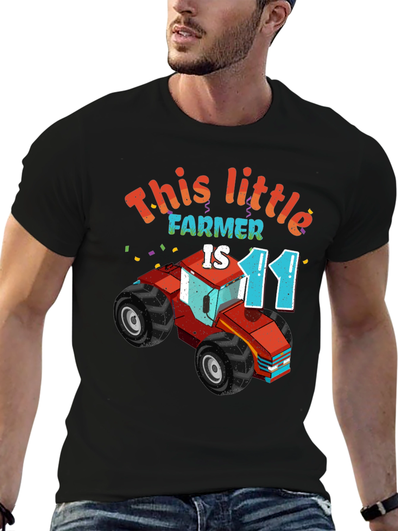 This Little Farmer is 11 Black T-Shirt