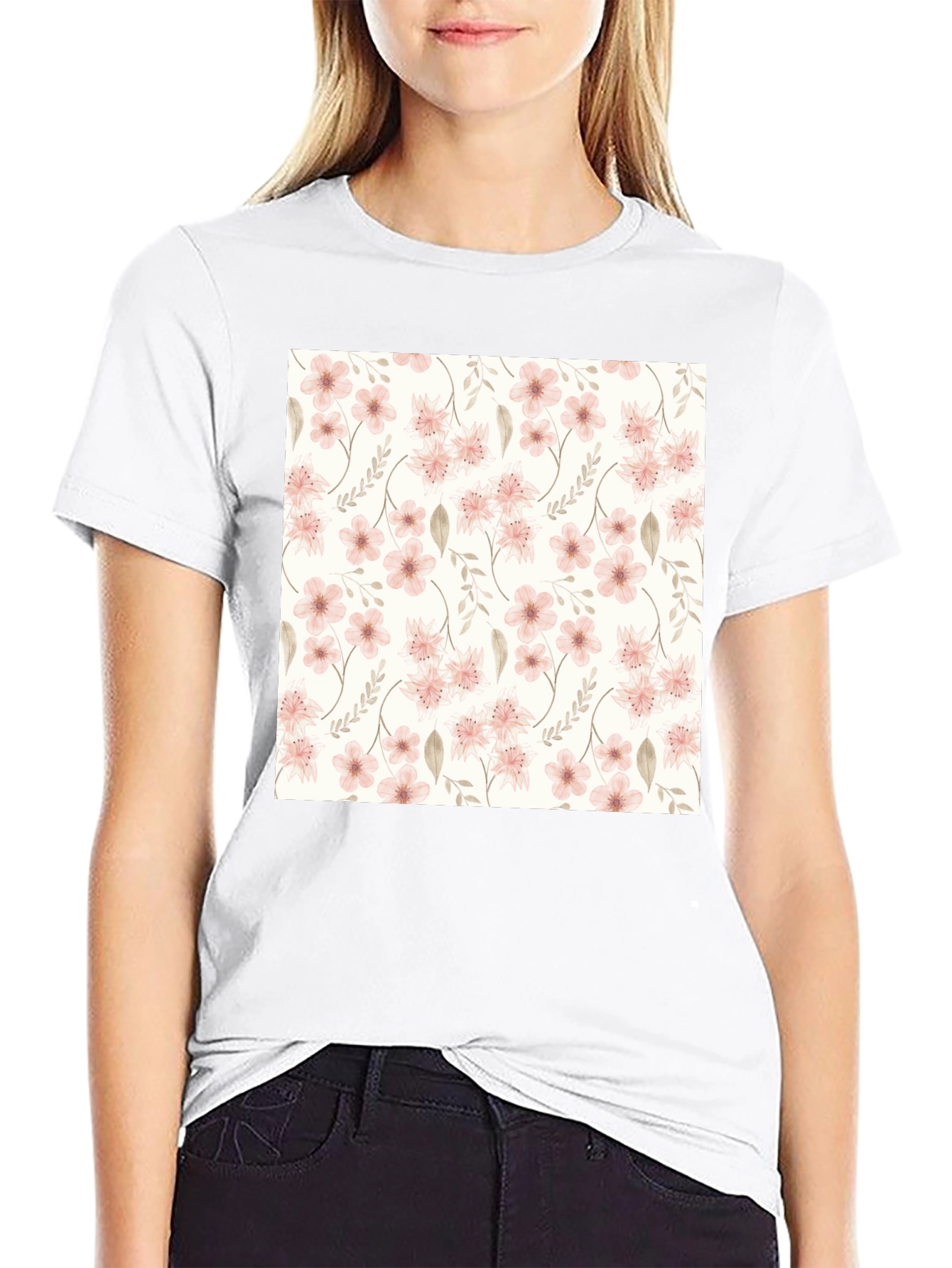 Floral Pattern Black T-Shirt - Stylish Casual Wear