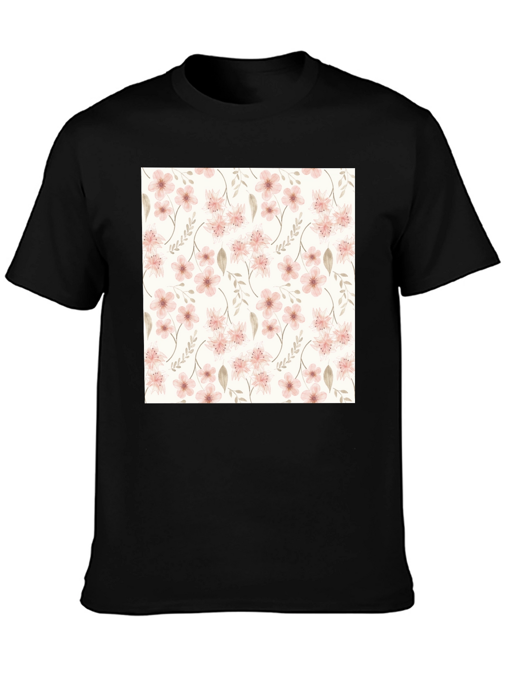 Floral Pattern Black T-Shirt - Stylish Casual Wear