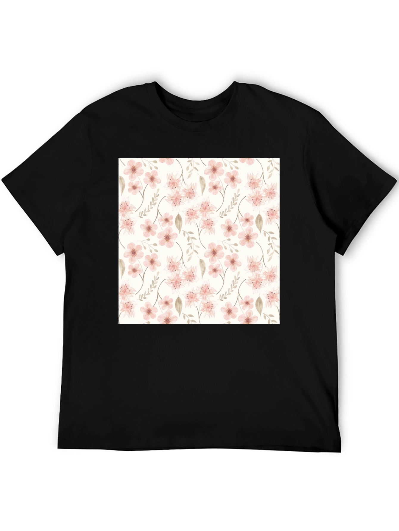 Floral Pattern Black T-Shirt - Stylish Casual Wear