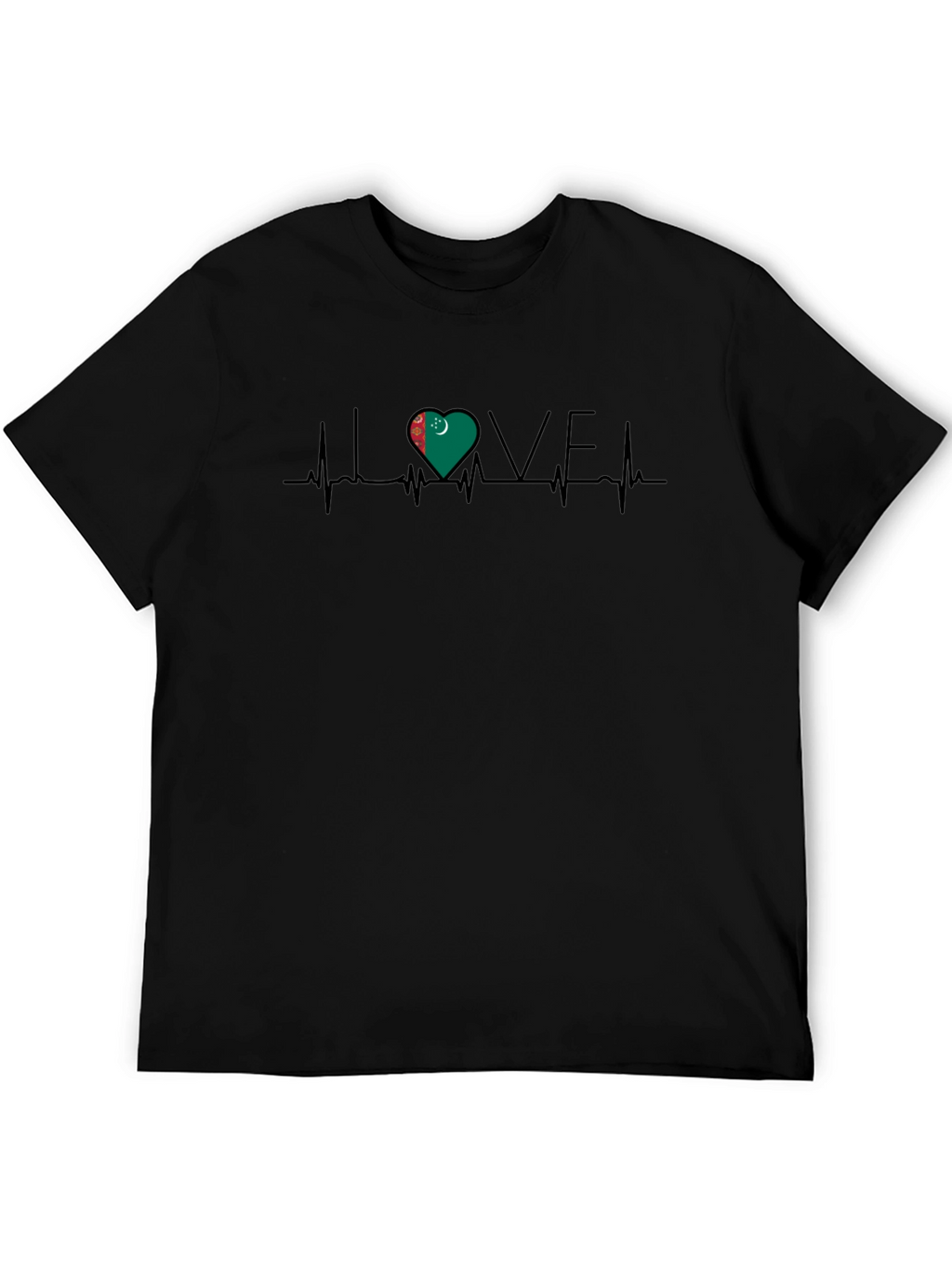 Turkmenistan Flag Heartbeat Love T-Shirt