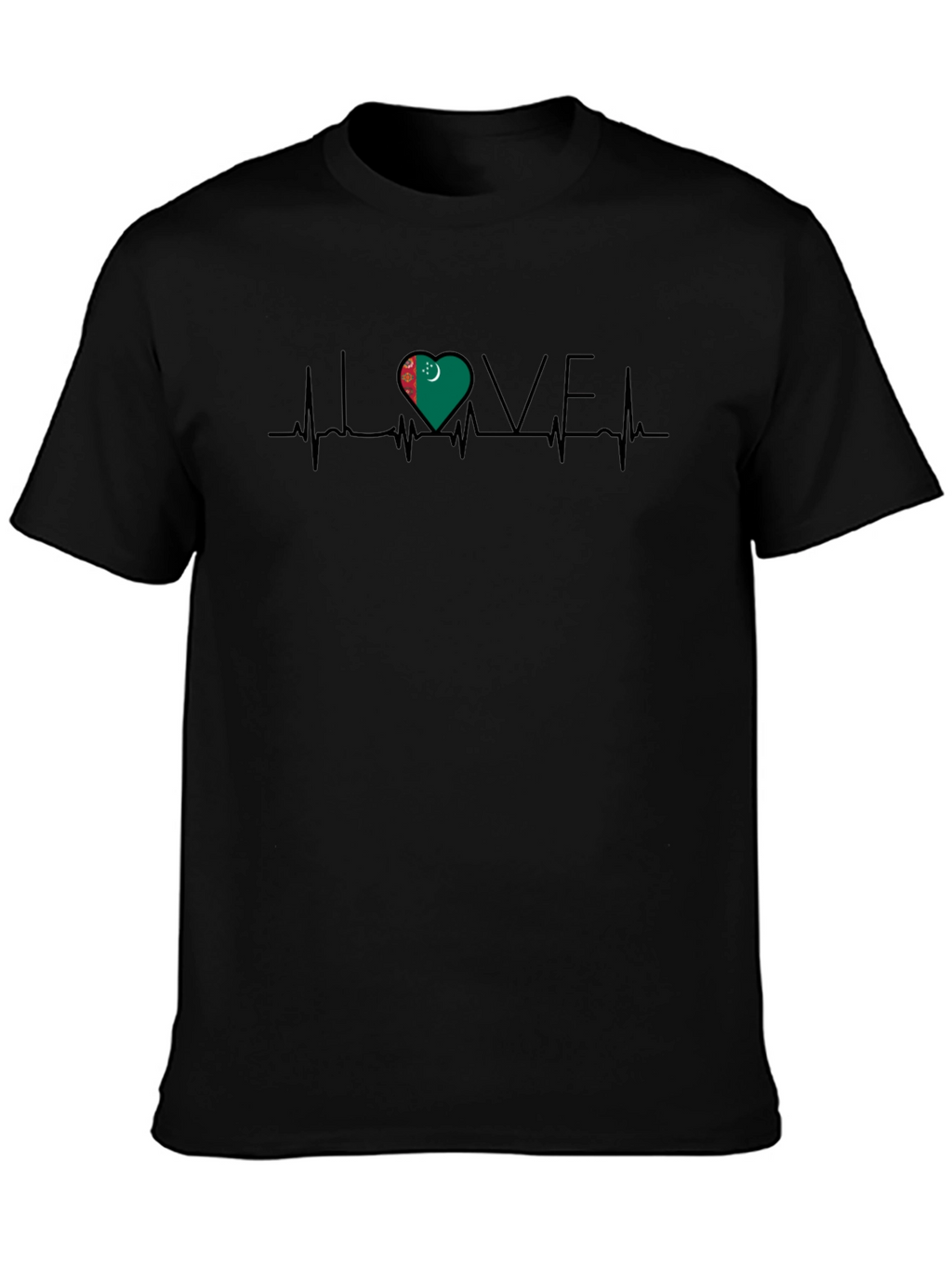 Turkmenistan Flag Heartbeat Love T-Shirt