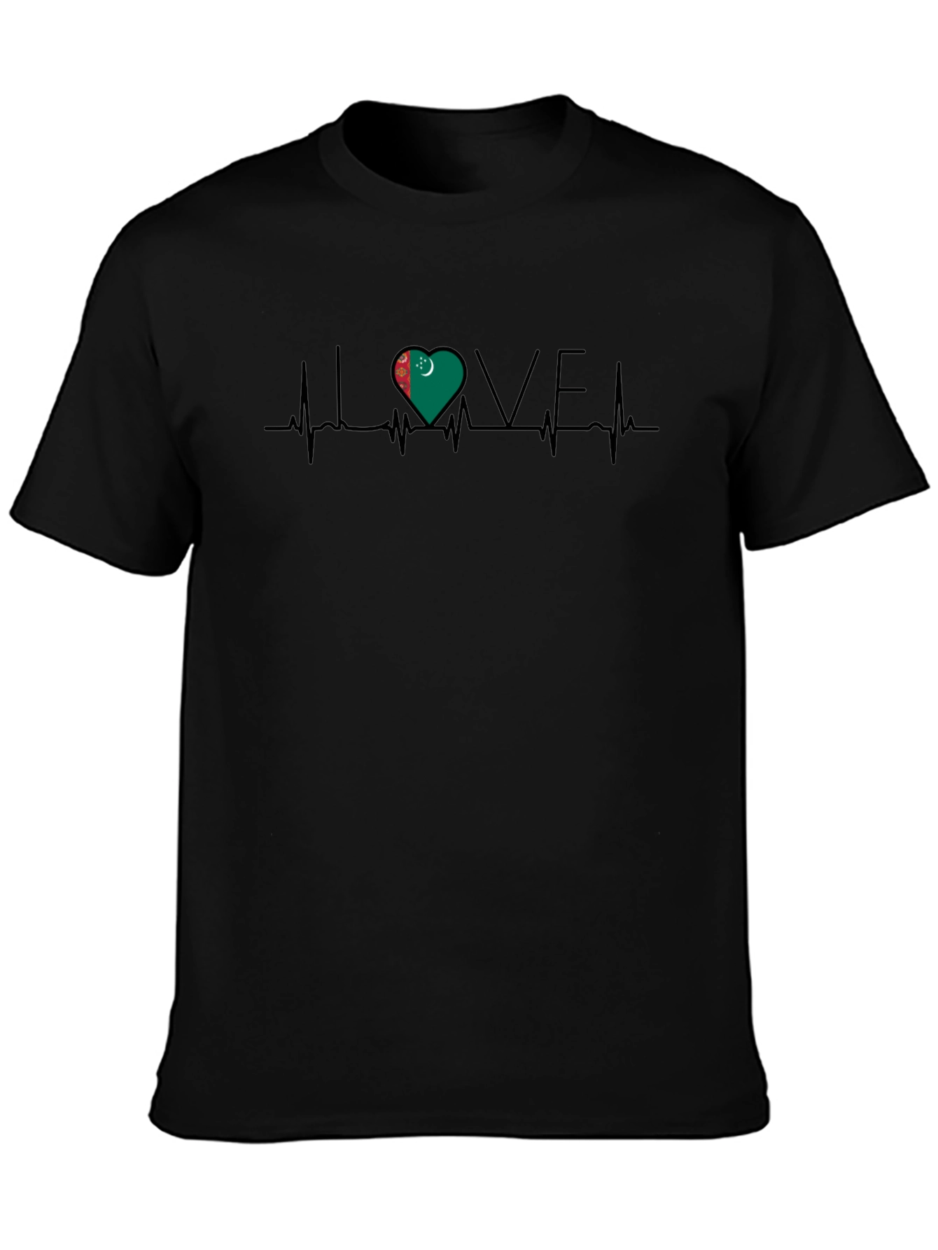 Turkmenistan Flag Heartbeat Love T-Shirt