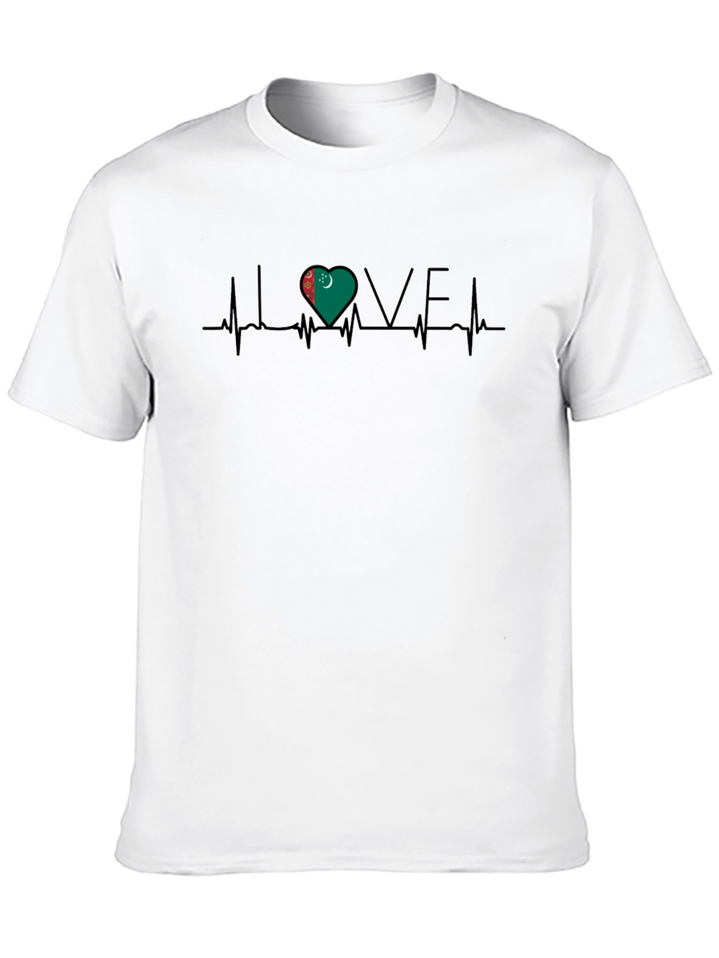 Turkmenistan Flag Heartbeat Love T-Shirt