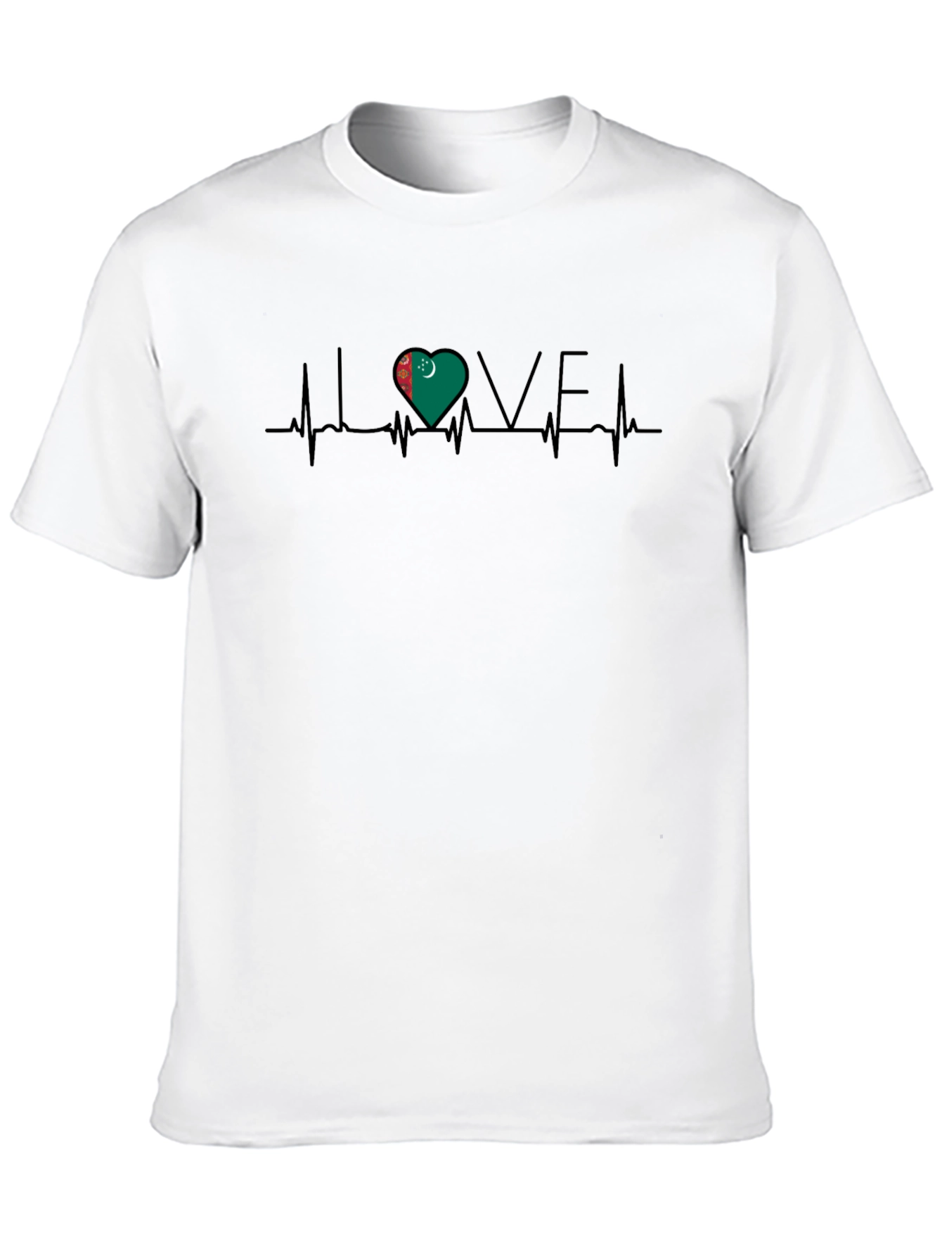 Turkmenistan Flag Heartbeat Love T-Shirt