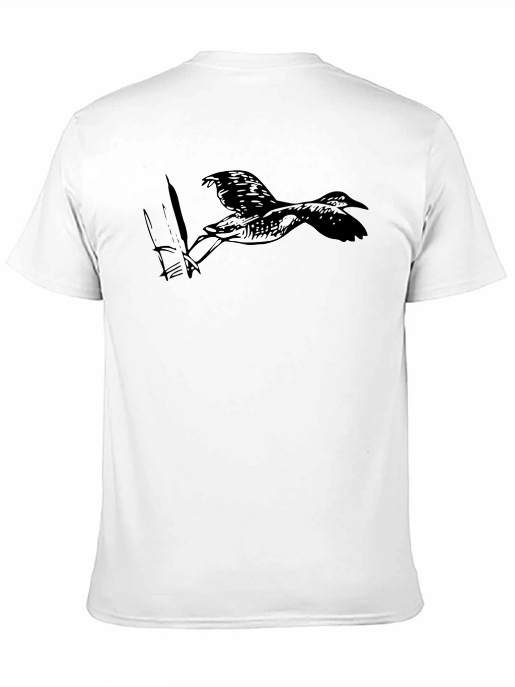 Black T-Shirt with Bird and Fish Graphic