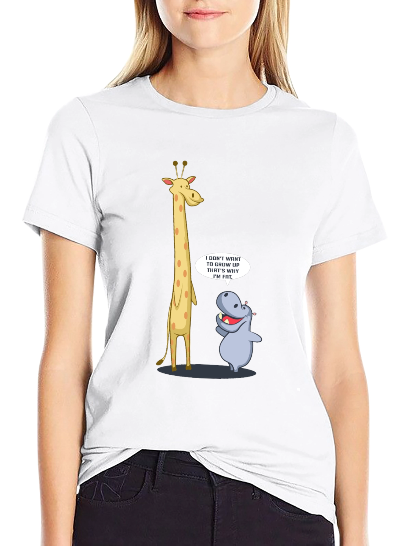 Funny Giraffe & Hippo Graphic T-Shirt