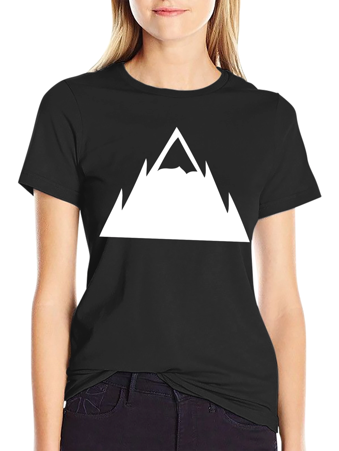 Mountain Peak Graphic Tee - Black Cotton T-Shirt