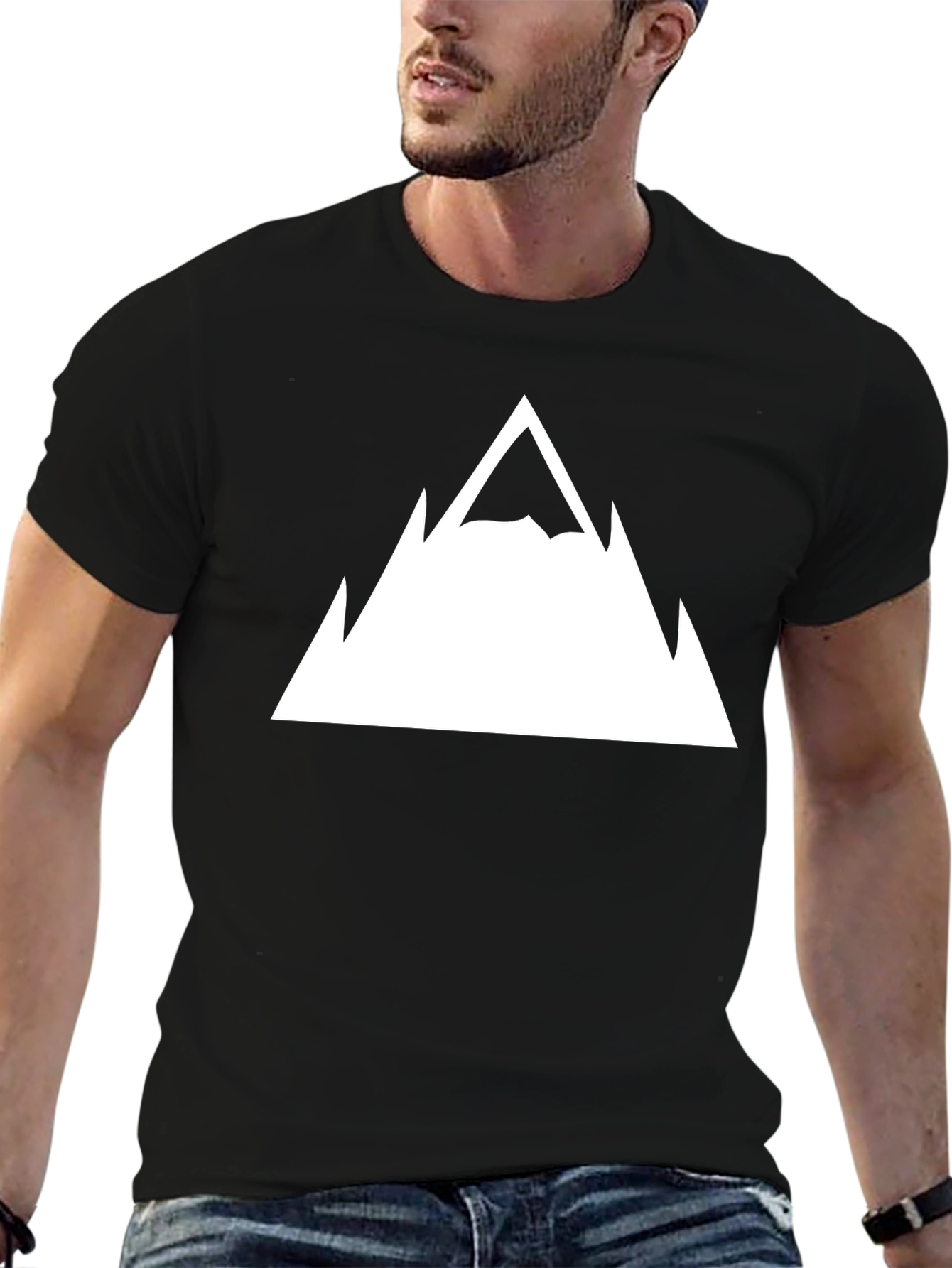 Mountain Peak Graphic Tee - Black Cotton T-Shirt
