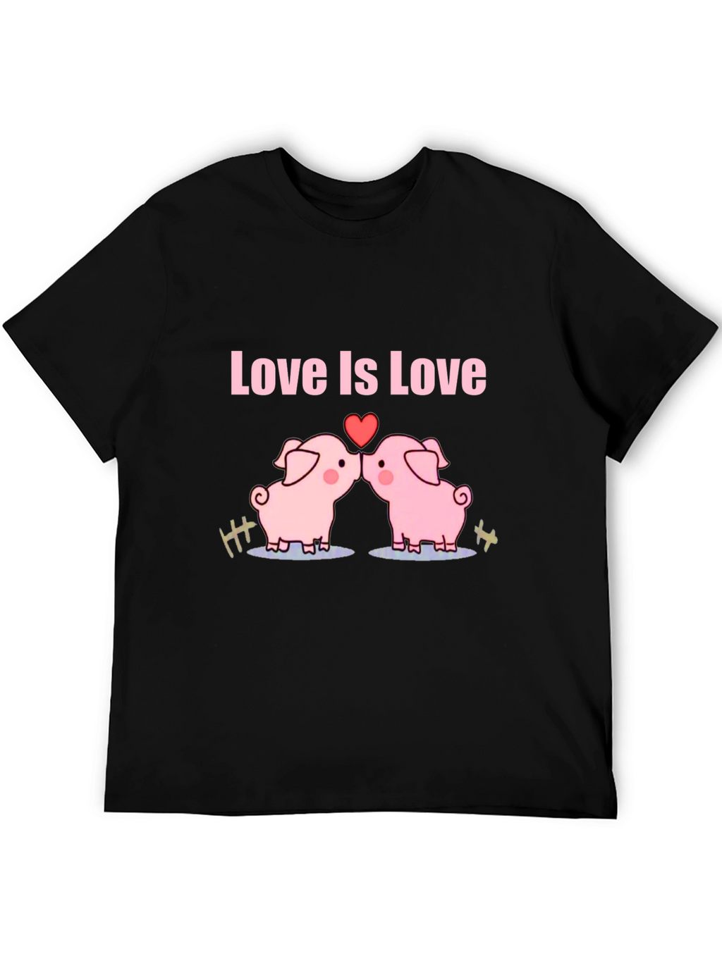 Love Is Love Pig T-Shirt - Black Cotton Tee
