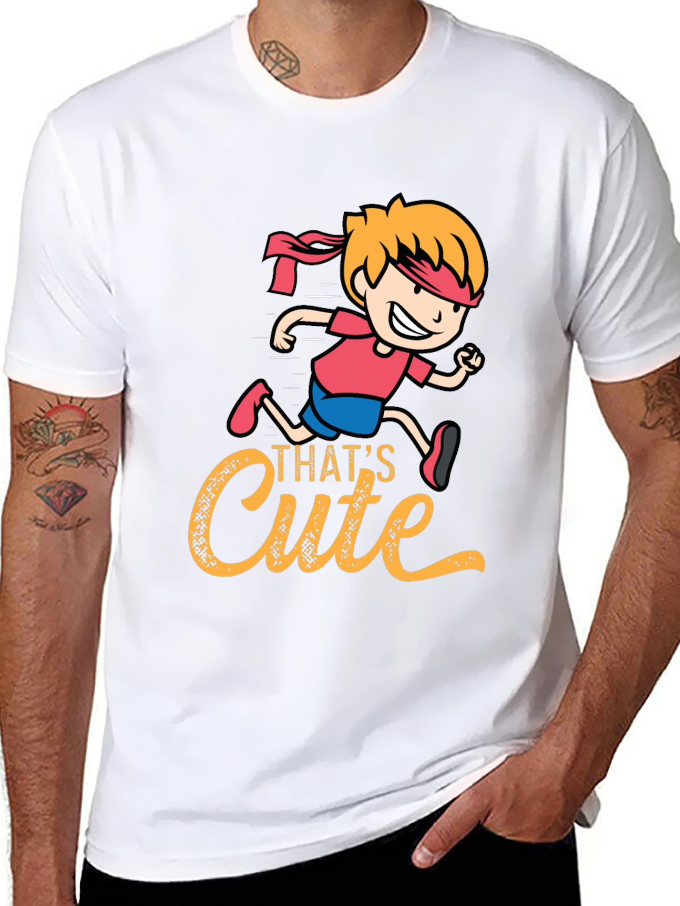 Cute Cartoon Runner Graphic Black T-Shirt