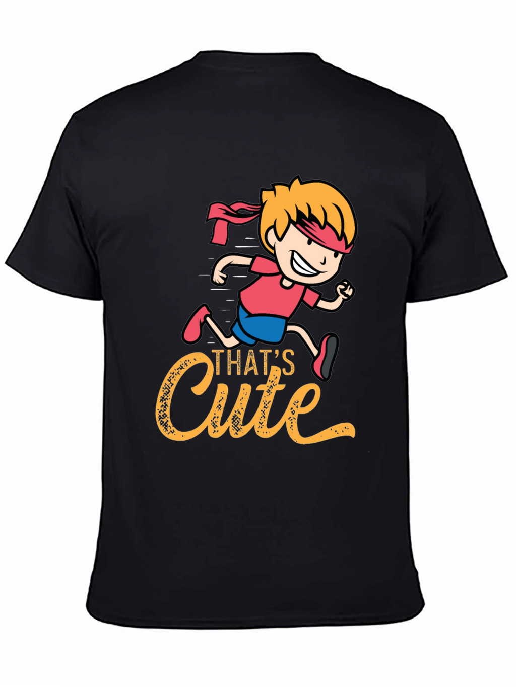 Cute Cartoon Runner Graphic Black T-Shirt
