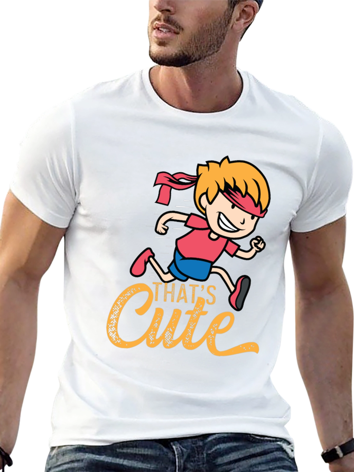 Cute Cartoon Runner Graphic Black T-Shirt