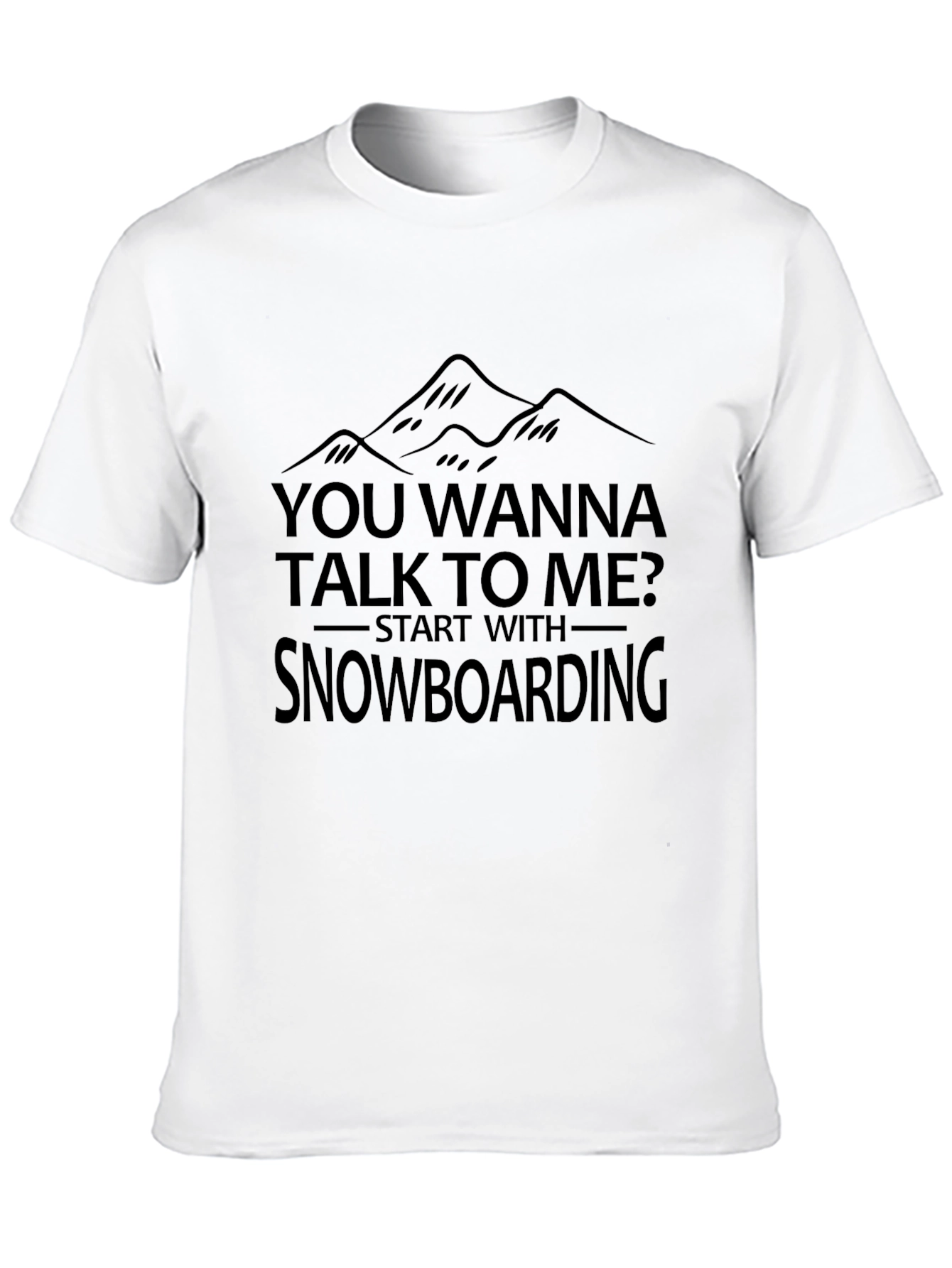 Snowboarding Mountain Graphic Black T-Shirt