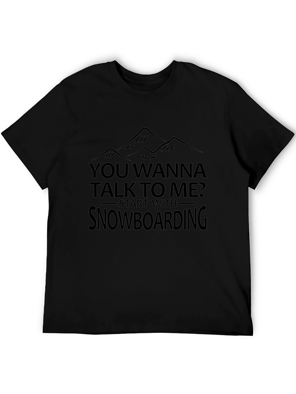 Snowboarding Mountain Graphic Black T-Shirt