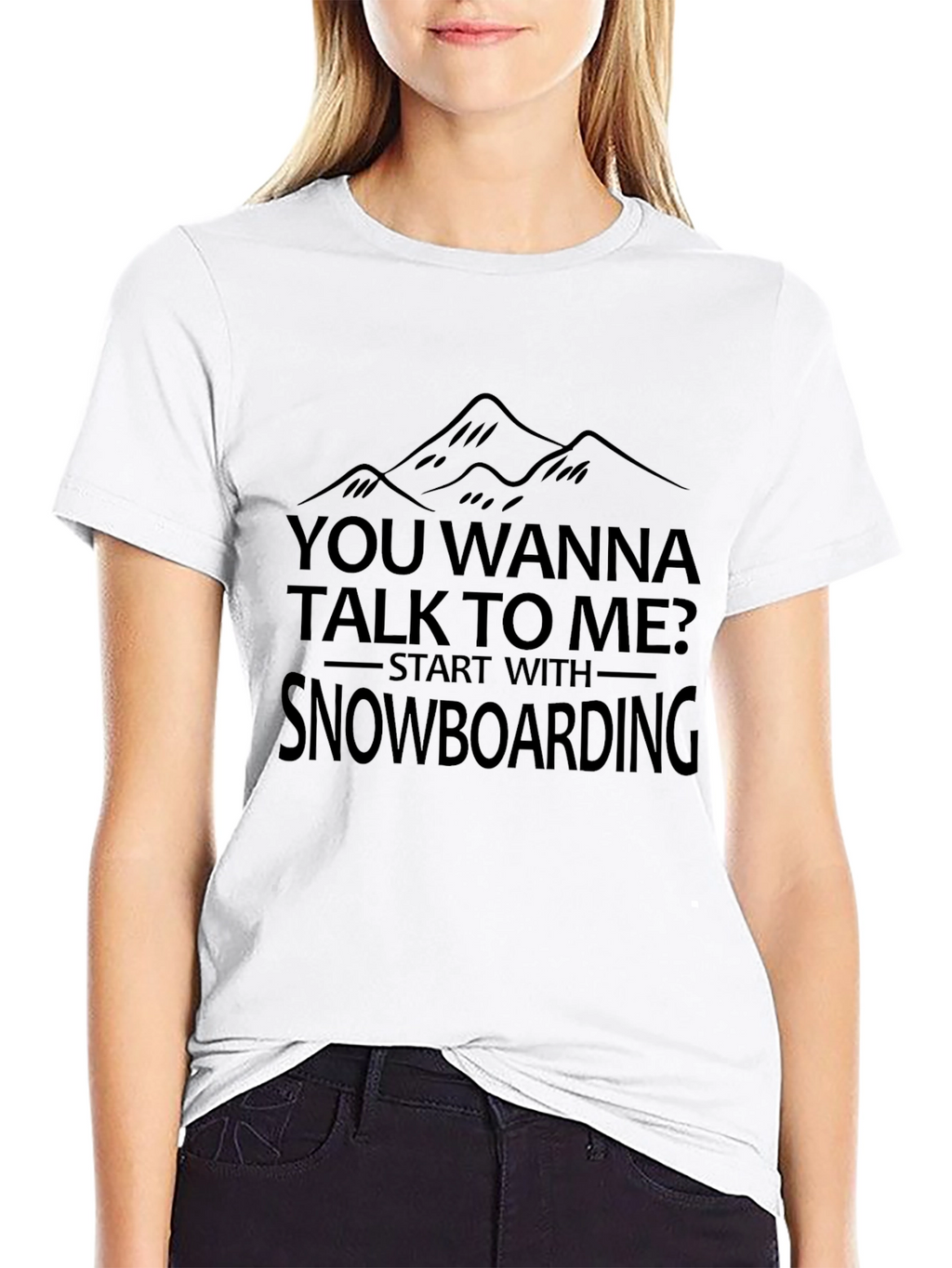 Snowboarding Mountain Graphic Black T-Shirt