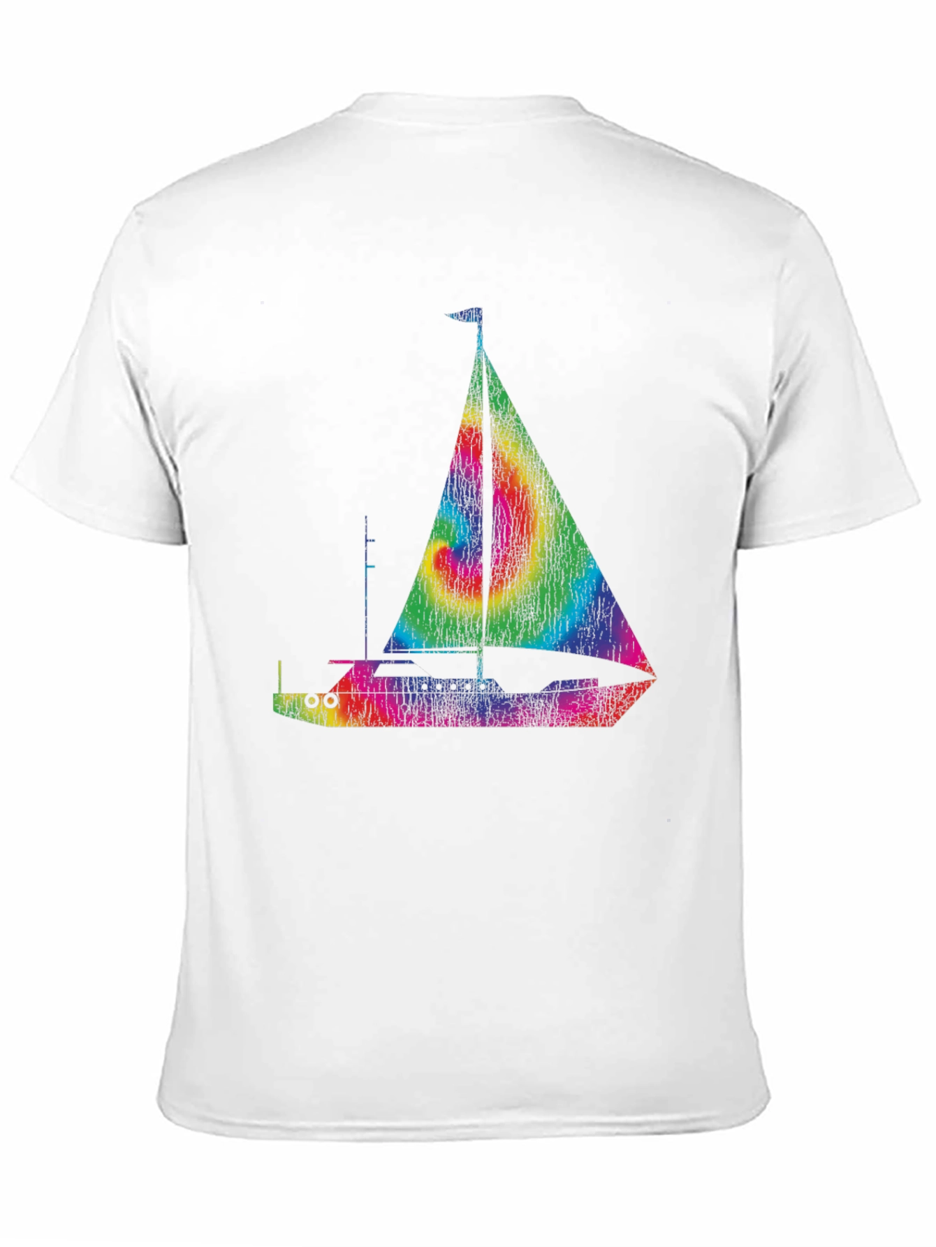 Rainbow Sailboat T-Shirt - Black Cotton Tee