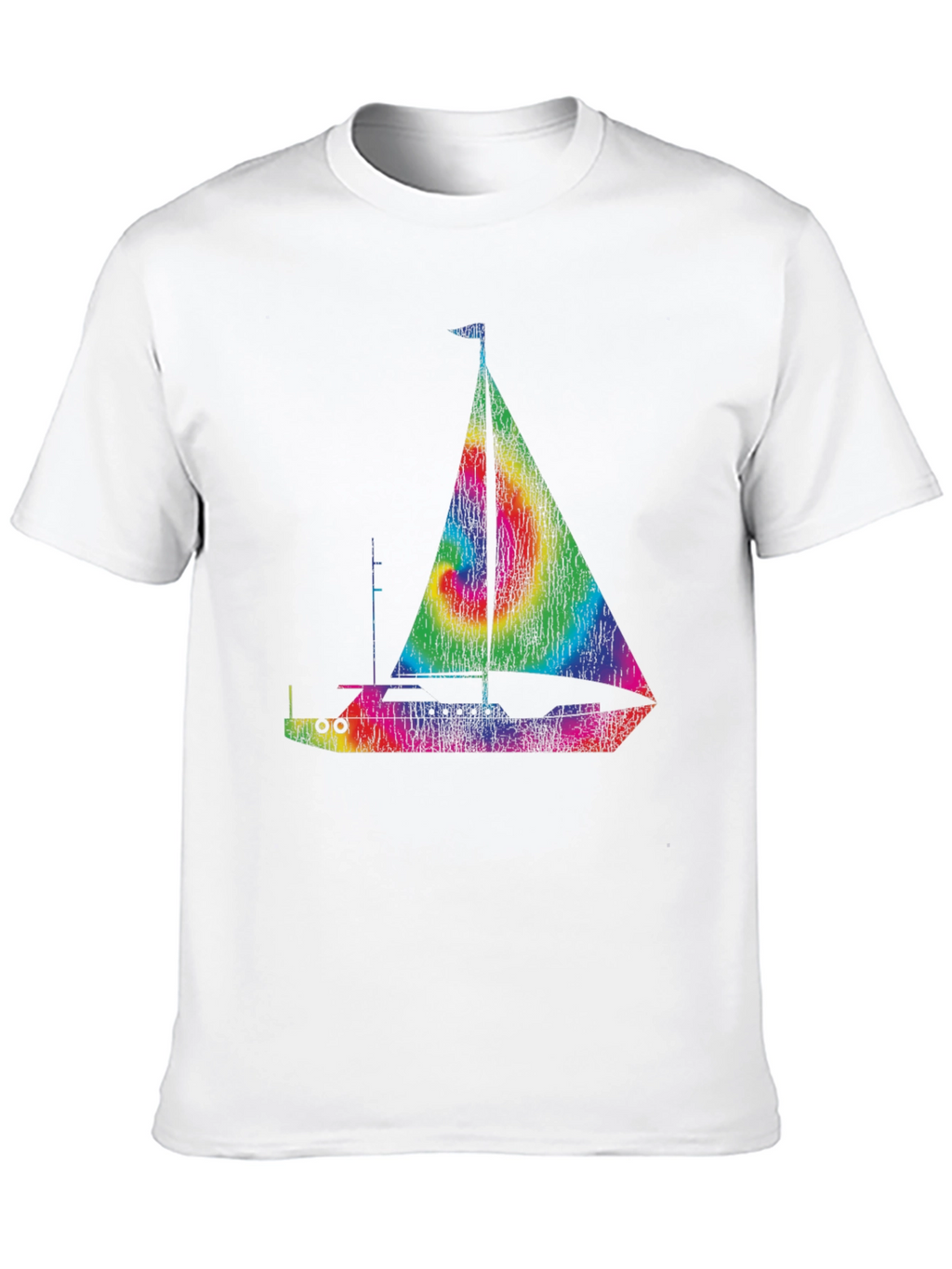 Rainbow Sailboat T-Shirt - Black Cotton Tee